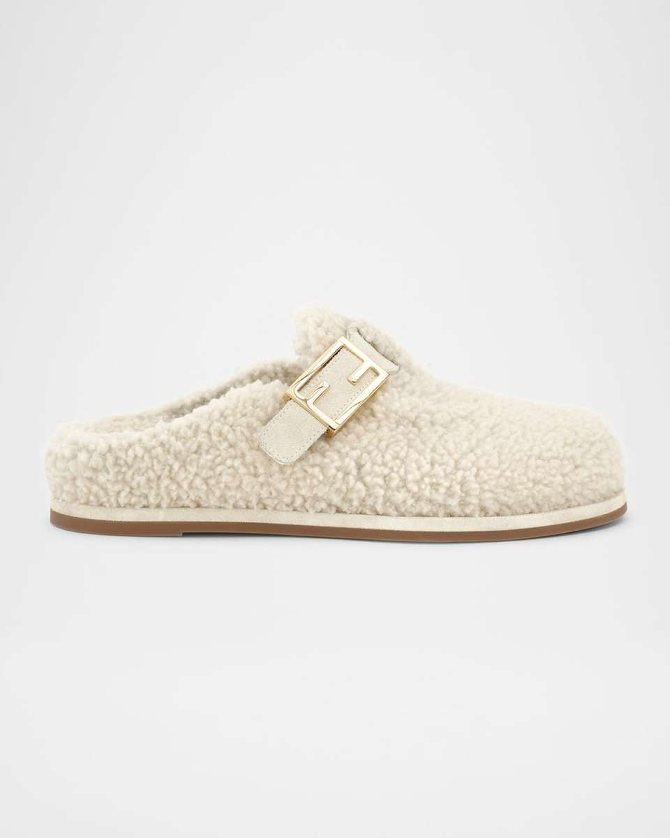 Shearling Buckle Sabot Mules